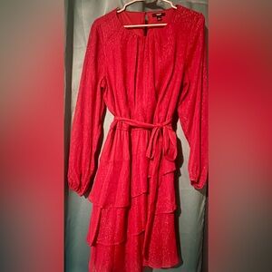 Elegant Red Long-Sleeve Dress